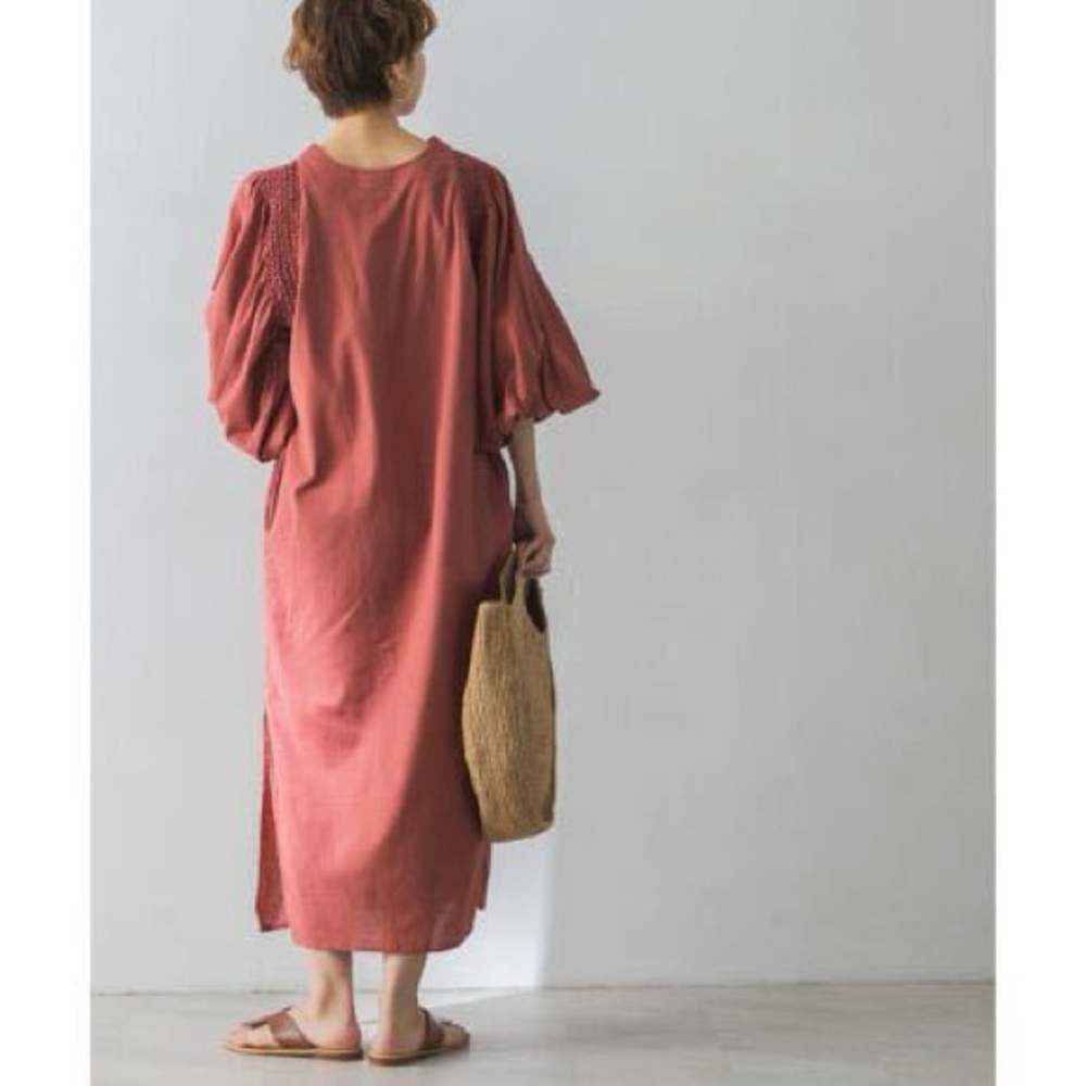 Kiira cotton linen smocking tuck dress free size - Picture 2 of 14